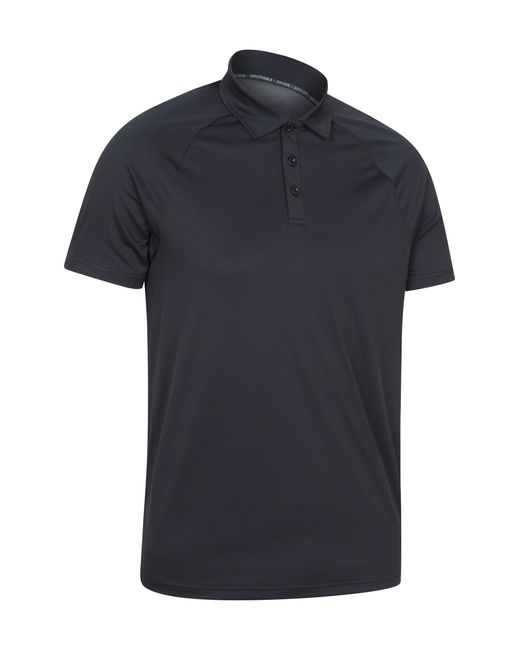 Mountain Warehouse Black 'Hit' Isocool Polo Shirt Lightweight Breathable Quick Dry Active Outdoor Top for men