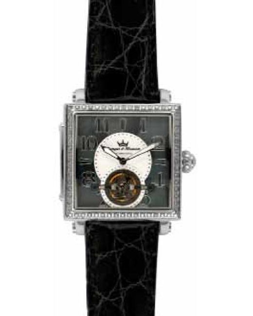 Yonger & Bresson Black Yonger Band With Diamonds On The Bezel Watch Leather