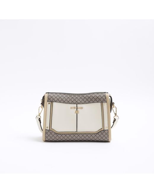 River Island Natural Ri Monogram Panel Cross Body Bag