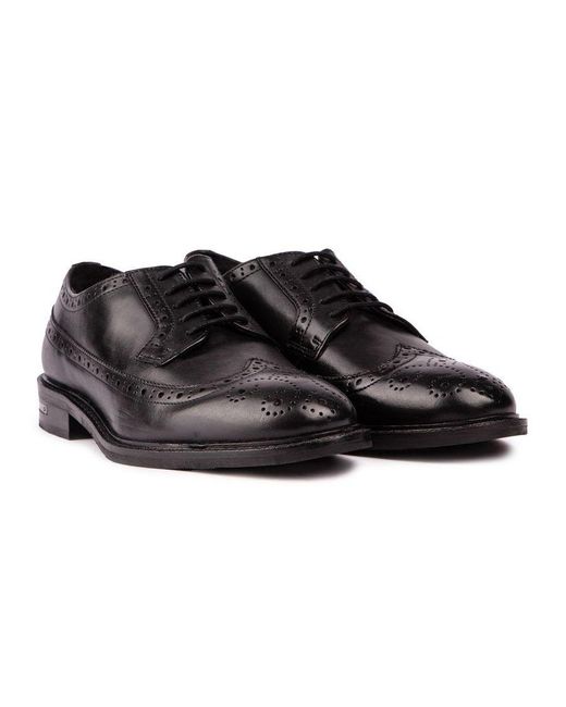 Walk London Black Oliver Brogue Shoes for men