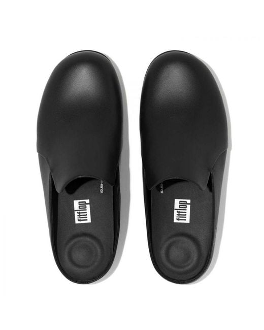 Fitflop Black Womenss Fit Flop Chrissie Ii Haus Leather Slippers