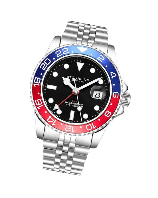 Stuhrling Gray And Meridian Gmt Quartz 42Mm for men