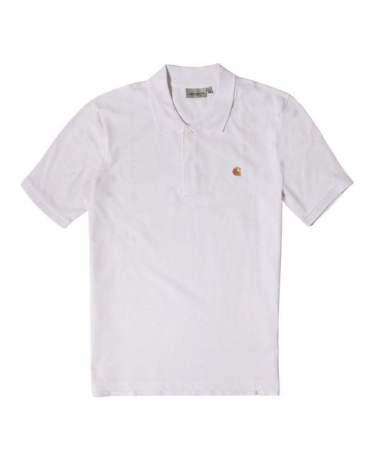 Carhartt White Cotton Pique Polo Shirt for men