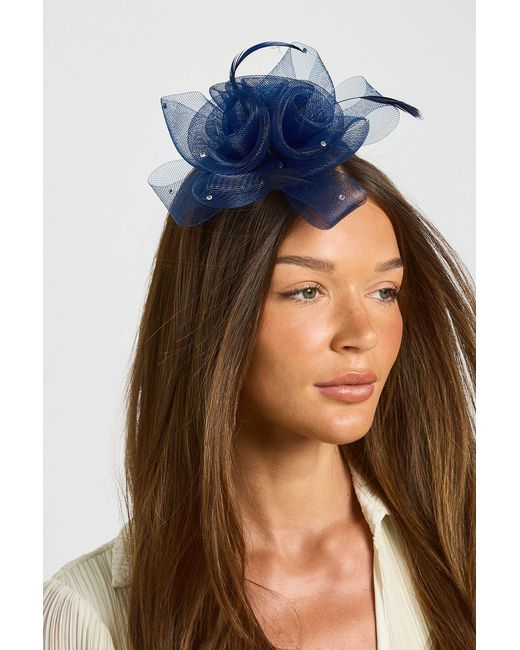 Boohoo Blue Flower Headband Hair Fascinator