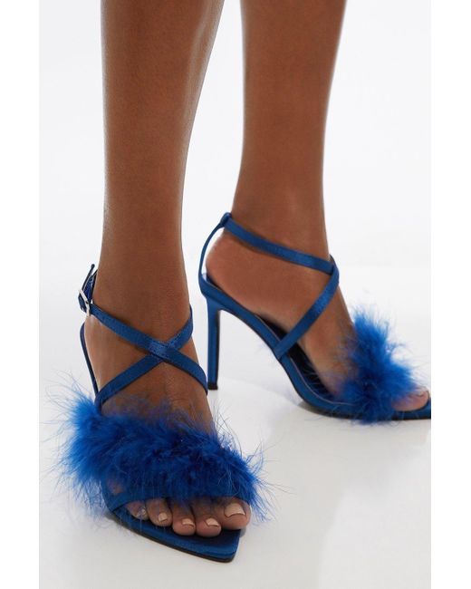 Karen Millen Blue Feather Strap Stiletto Heel
