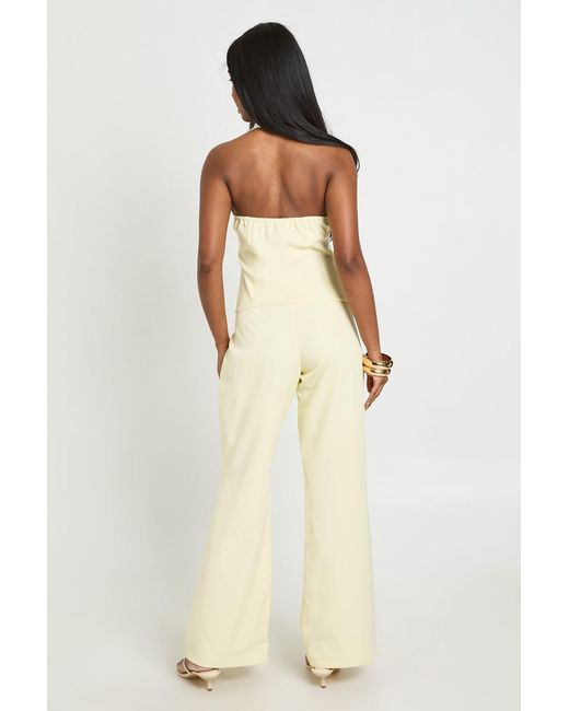 Boohoo Natural Zip Detail Flared Tailored Trousers