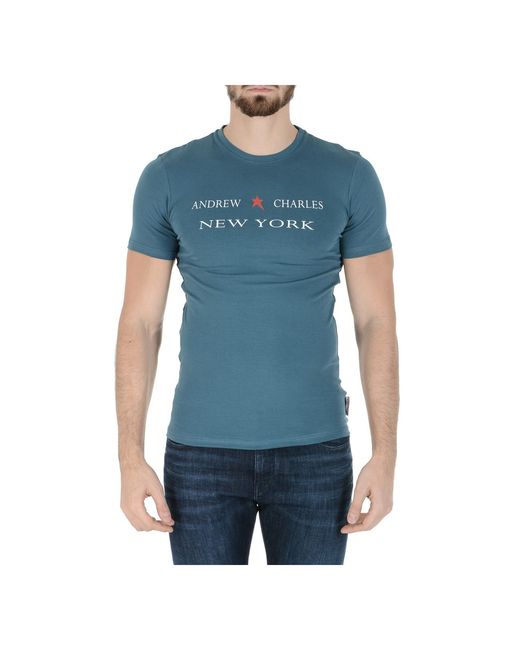 Andrew Charles by Andy Hilfiger Blue T-Shirt Short Sleeves Round Neck Keita for men