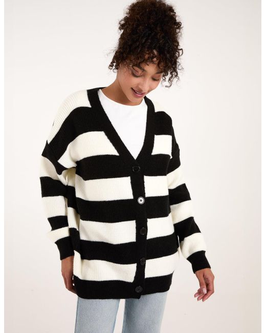 Blue Vanilla Black Stripe V Neck Cardigan