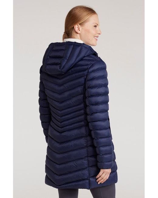 Mountain Warehouse Blue 'Florence' Long Padded Jacket Water Resistant Winter Coat Polyamide