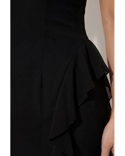 MissPap Black Ruffle Detail Open Back Maxi Dress