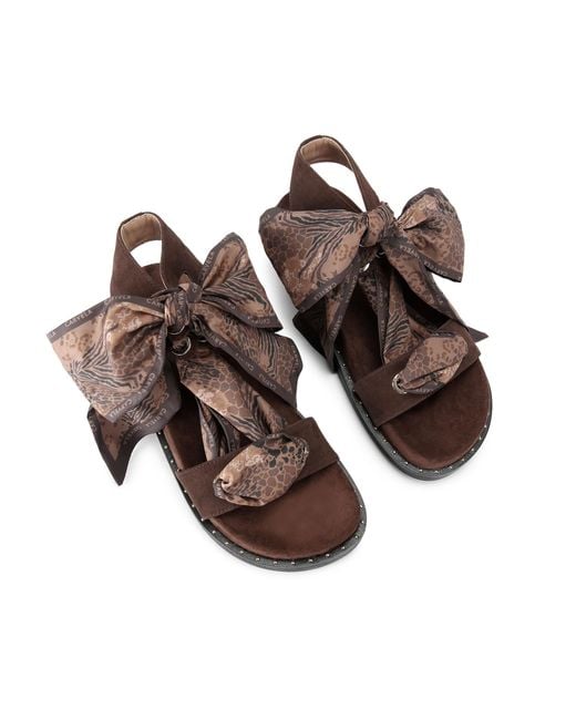 Carvela Kurt Geiger Brown Suede Sorrento Scarf Sandal Sandals