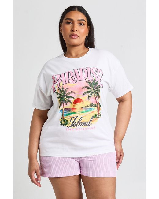Boohoo White Plus Paradise Printed T Shirt