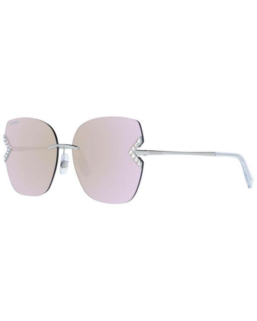 Swarovski Metallic Oval Metal Sunglasses With Mirrored & Gradient Lenses