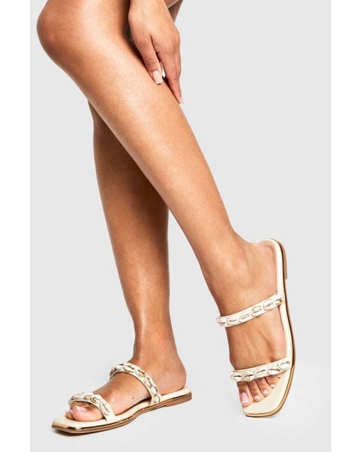 Boohoo Natural Shell Trim Sandals