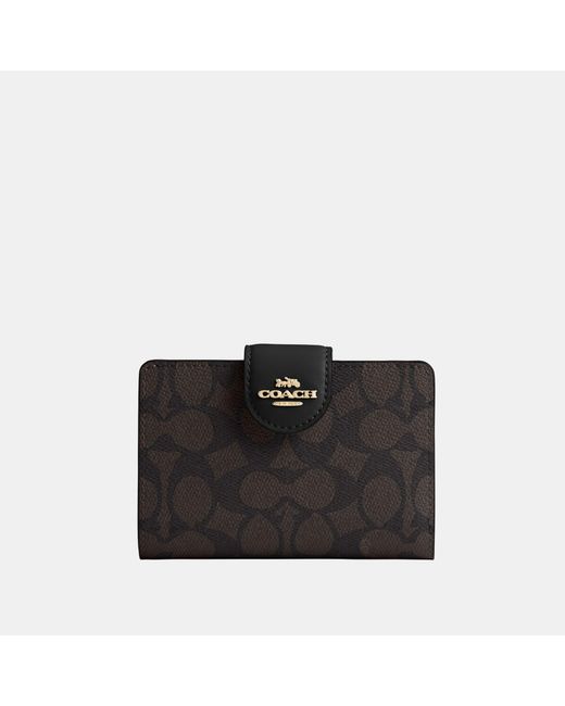 COACH Black Medium Corner Zip Wallet