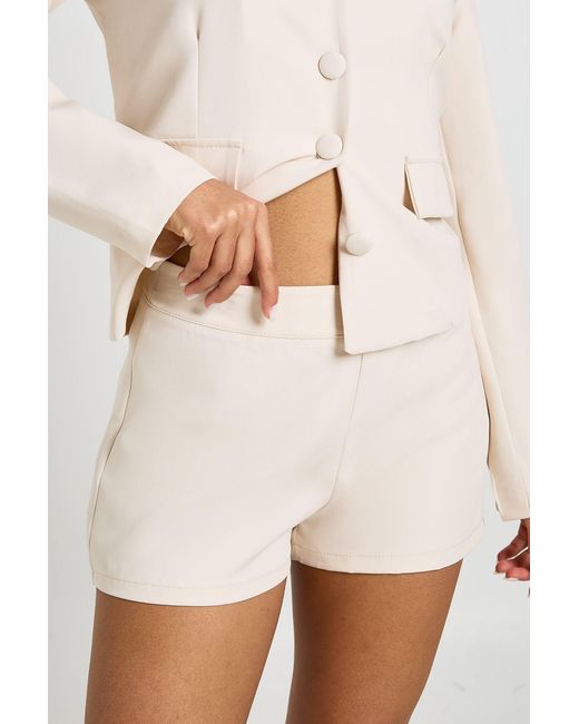 Boohoo Natural Tailored Mini Shorts