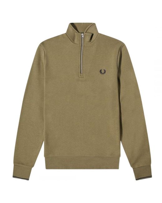 Fred Perry Half Zip Pull-over Military Green Jumper for men