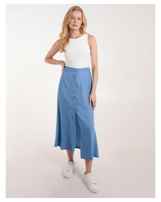 Blue Vanilla Blue Vanilla Tencel Button Front Midi Skirt