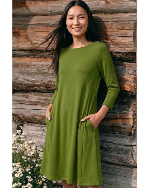 Roman Green A-Line Pocket Detail Swing Dress