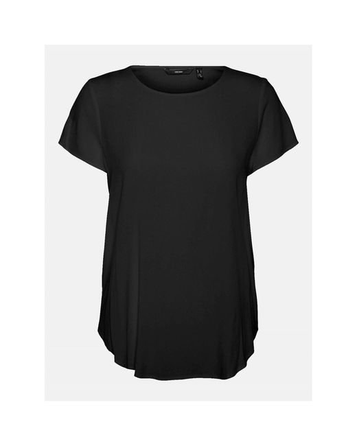 Vero Moda Black Crew Neck Short Sleeve Shell Blouse