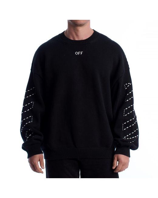 Off-White c/o Virgil Abloh Black Stitch Arr Diags Knit Crew Sweater Omhe191C99Kni0011061 for men