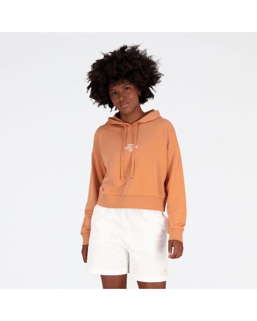 New Balance White Womenss Essentials Reimagined Archive French Terry Hoodie