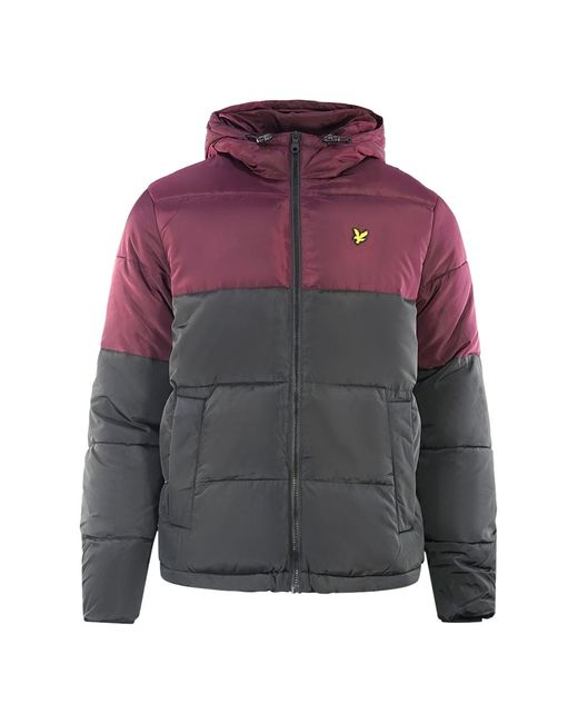 Lyle & Scott Gray Colourblock Puffer Jacket for men