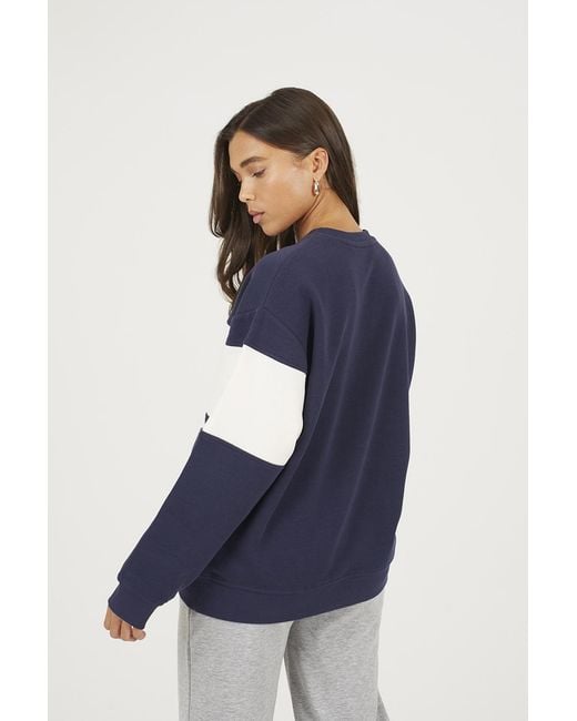 Brave Soul Blue Contrast Stripe Panel Crew Neck Sweatshirt