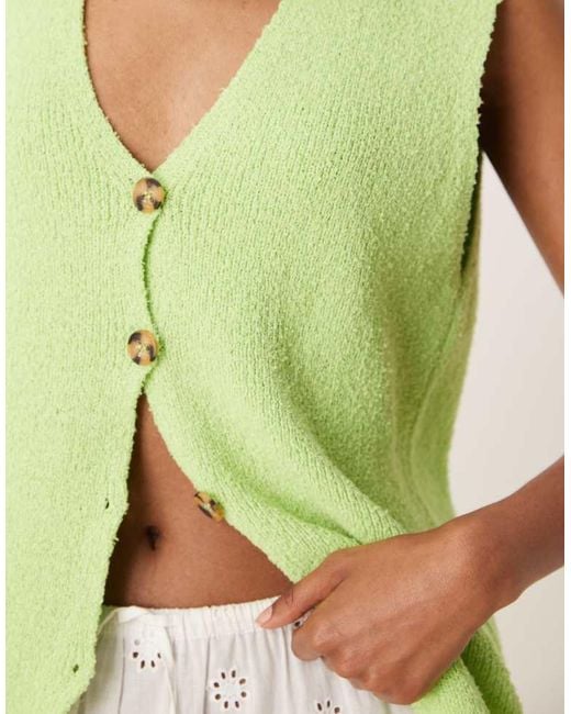 ASOS Green Slub Knit Relaxed Fit Waistcoat