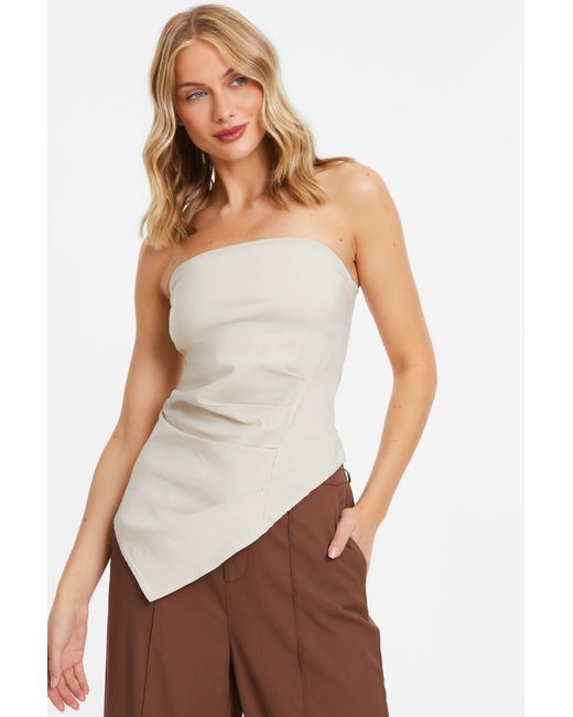 Quiz White Bandeau Asymmetric Top Viscose