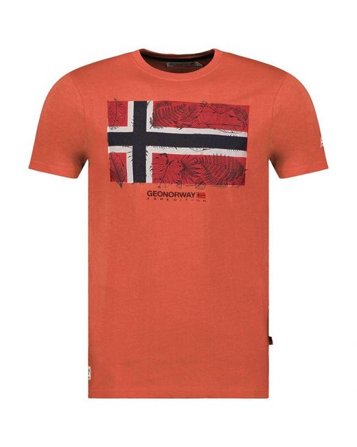 GEOGRAPHICAL NORWAY Orange Sw1239Hgno Short Sleeve T-Shirt for men
