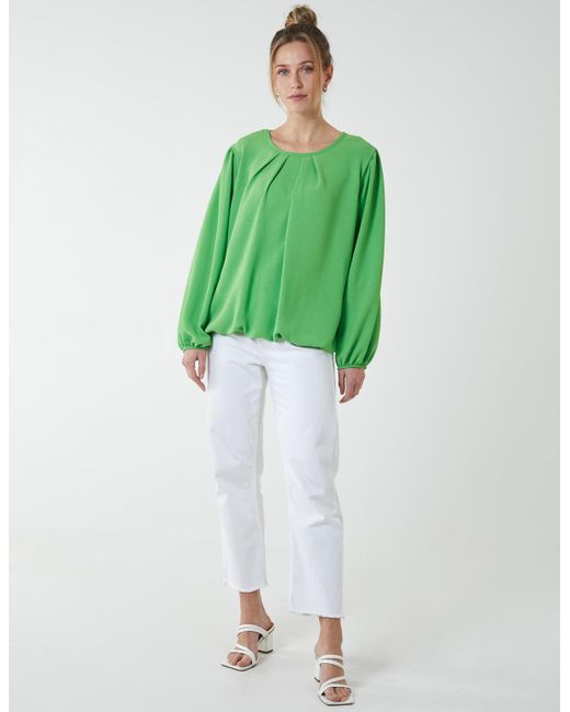 Blue Vanilla Green Elasticated Blouson Hem Blouse