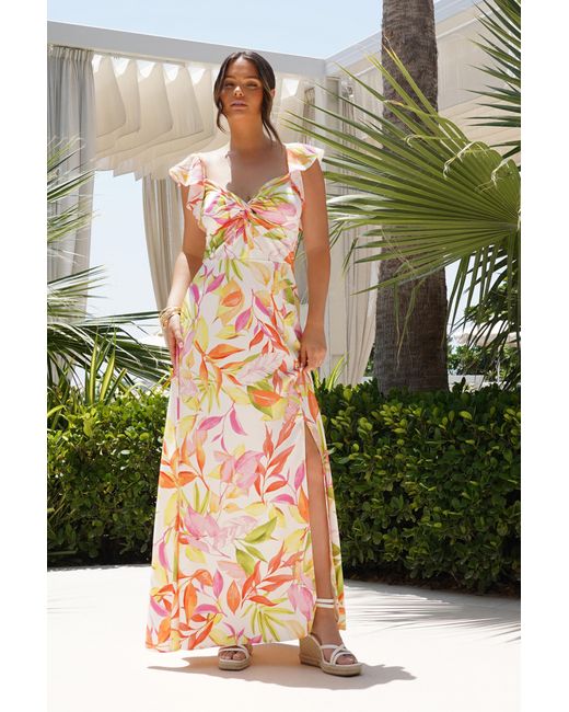 Quiz Green Tropical Print Maxi Dress