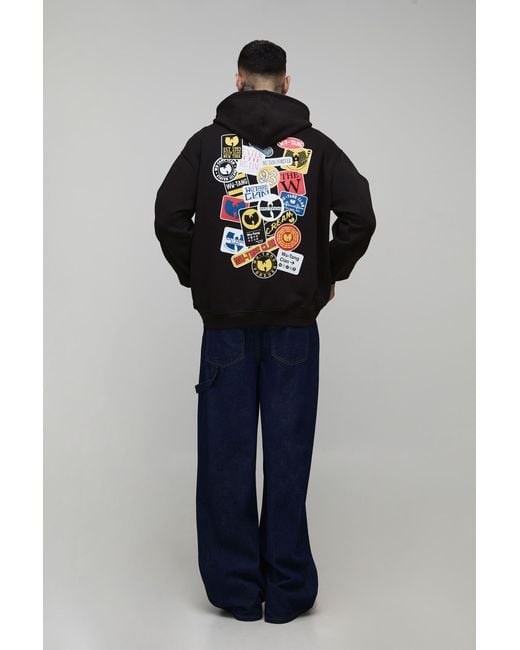 BoohooMAN Gray Tall Oversized Wu-Tang License Printed Hoodie for men