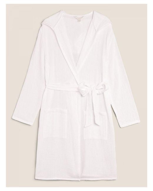 Marks & Spencer White Cotton Muslin Dressing Gown