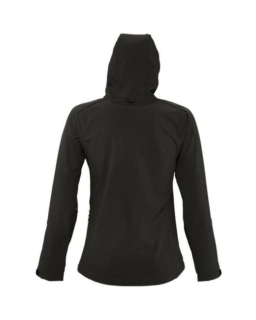 Sol's Black Ladies Replay Hooded Soft Shell Jacket (Breathable, Windproof And Water Resistant)