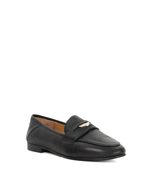 Dune Black Greek Coin Penny Trim Crush Back Loafers