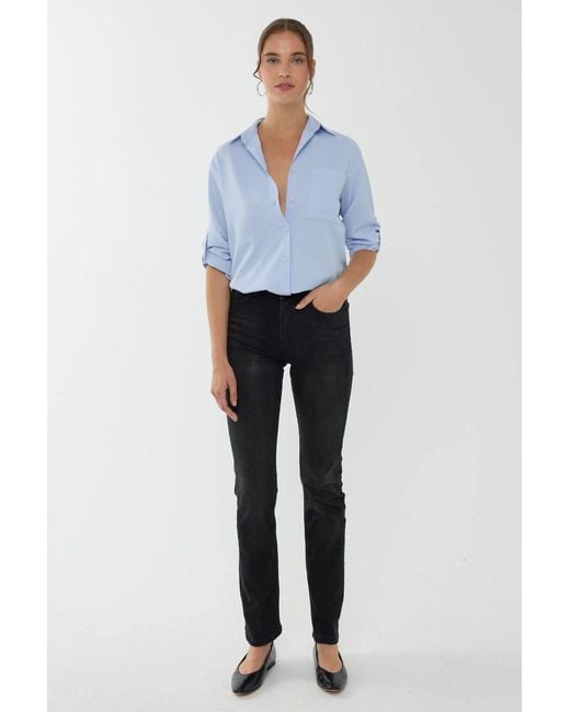 Hiccup Blue Solid Pocket Long Sleeve Relaxed Fit Woven Shirt