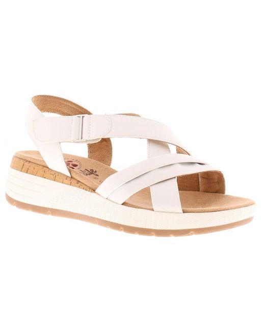 Relife Pink Wedge Sandals Reply Touch Fastening Textile
