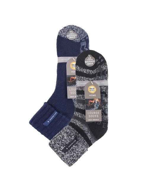 Heat Holders Blue 2 Pairs Thermal Bed Socks for men