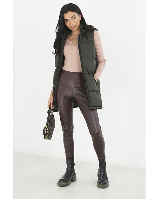 Brave Soul White 'Cello' Longline Hooded Puffer Gilet