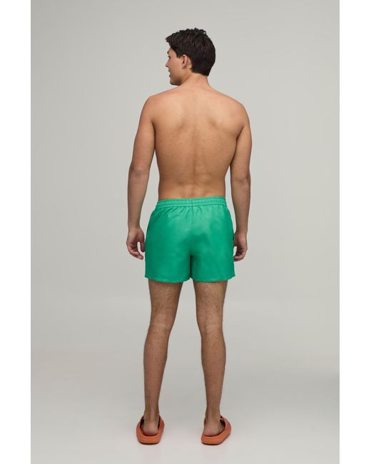 BoohooMAN Green Side Stripe Panelled Applique Short Length Swim for men
