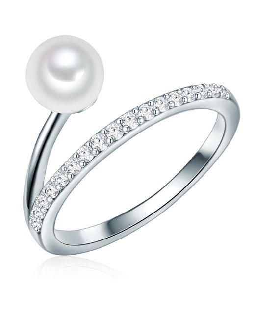 Orecchini A Cerchio Valero Pearls In Argento 925 Con Perla Di Coltura D'acqua Dolce – Donna, Colore Bianco, Finitura Rodiatura
