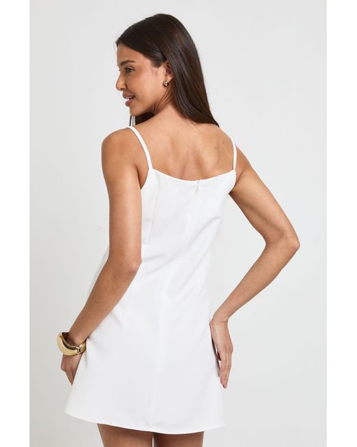 Boohoo White Tailored Underbust Seam Detail Shift Dress