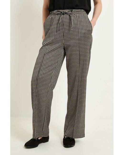 Wallis Black Dogtooth Ponte Drawstring Trouser