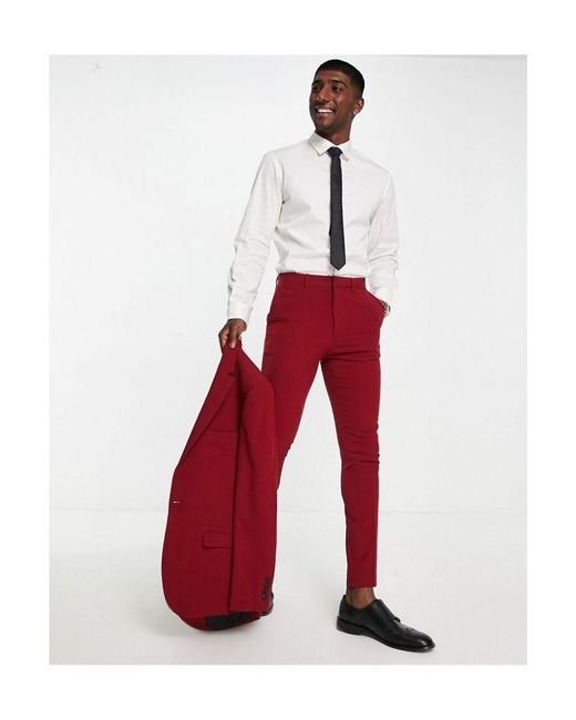 ASOS Red Super Skinny Suit Trousers for men