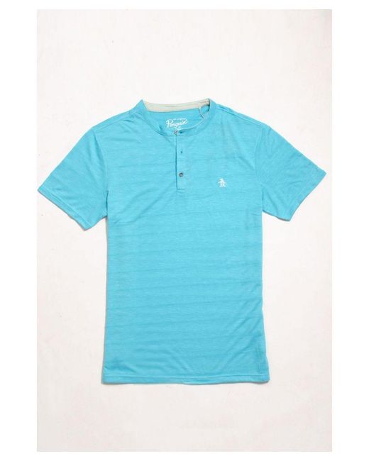 Original Penguin Blue Henley T-Shirt Top for men