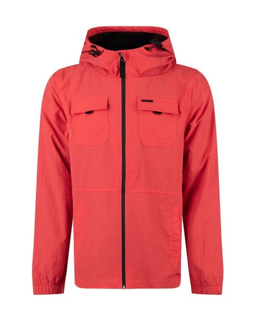 Luke 1977 Red Denver Crinkled Nylon Hooded Jacket for men