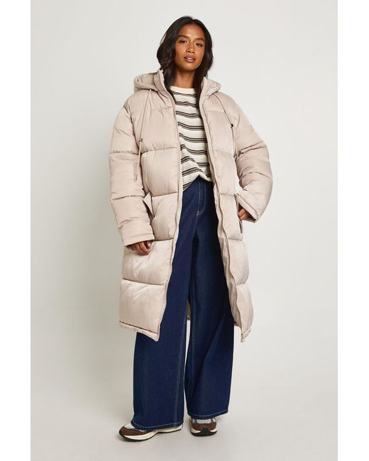 Boohoo Blue Petite Longline Puffer Jacket