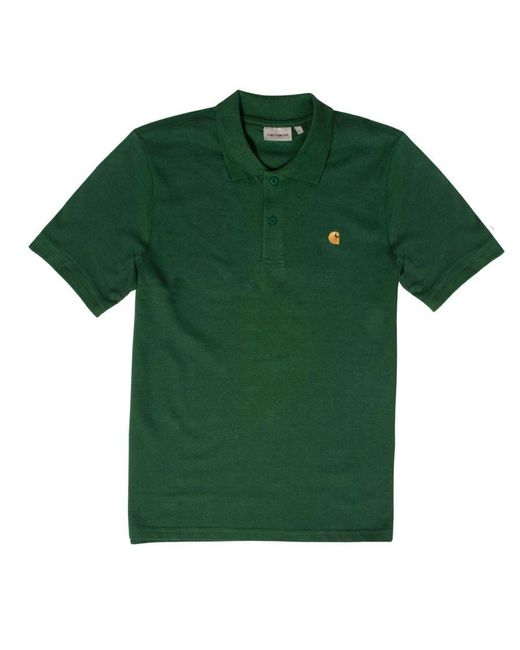 Carhartt Green Cotton Pique Polo Shirt for men